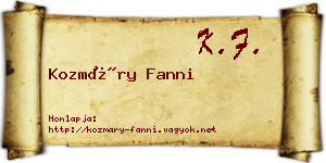 Kozmáry Fanni névjegykártya